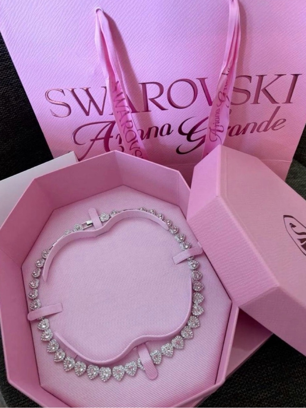 Swarovski Ariana Grande Crystal Heart Tennis Necklace - Picture 1 of 4